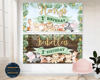 Safari Animal Birthday Banner | Custom Jungle Theme Party