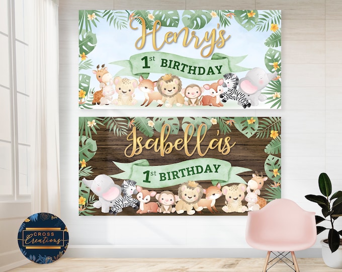 Safari Animal Birthday Banner | Custom Jungle Theme Party