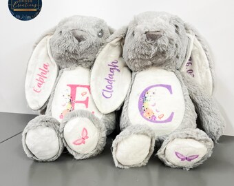 Personalised Bunny Plush Toy with Baby’s Birth Details, Newborn Keepsake Gift, Christening Present, Custom Baby Shower Gift