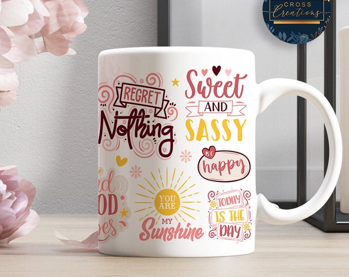 Motivational Coffee Mug | Good Vibes, Be Happy, Sunshine
