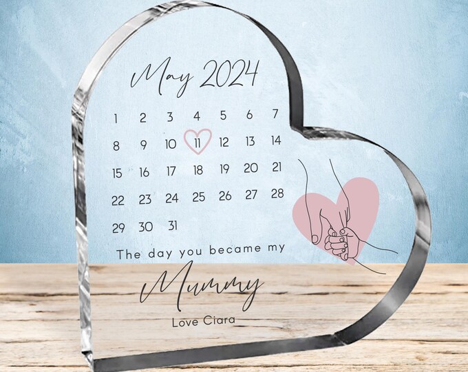 Personalized Acrylic Heart Keepsake: The Day You Became My Mummy