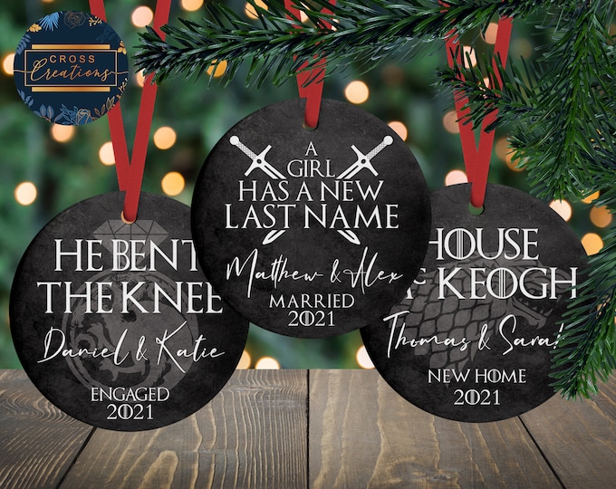 Personalized Game of Thrones Christmas Ornament | Married, Engaged, New Home