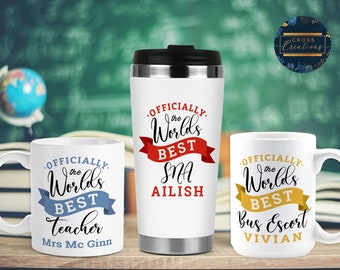 Personalised World's Best Teacher, SNA, Teaching Assistant, Bus Driver, Bus Escort | Teacher Gift | Teacher Present | Mug | Travel Mug