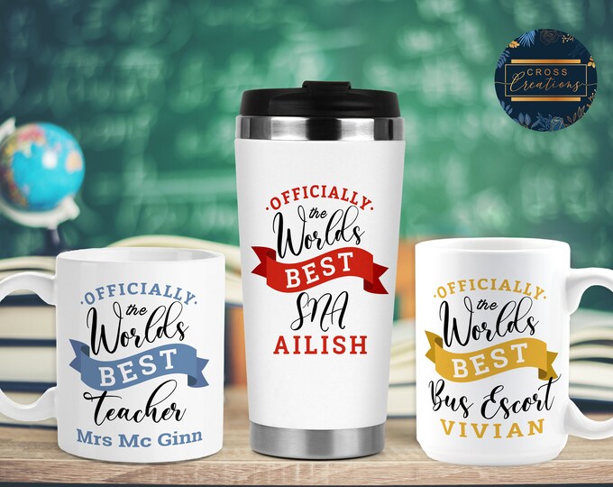 Personalised World's Best Teacher, SNA, Teaching Assistant, Bus Driver, Bus Escort | Teacher Gift | Teacher Present | Mug | Travel Mug