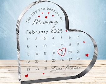 Personalized Acrylic Heart Keepsake, The Day You Became My Mummy