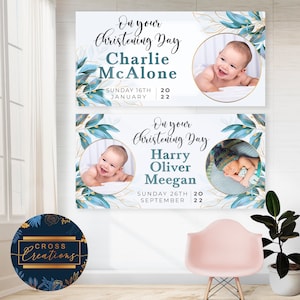 Personalised Christening Banner, Custom Banner, Baptism Banner, Personalised Sign, Christening Decorations, Christening Sign, Party Décor image 2