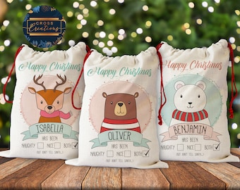 Personalized Christmas Santa Sack | Reindeer, Bear, Polar Bear