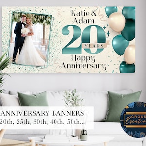 Gepersonaliseerde huwelijksjubileumbanner, grote cijfers, aangepaste banner, gepersonaliseerd bord, jubileumdecoraties, jubileumbord