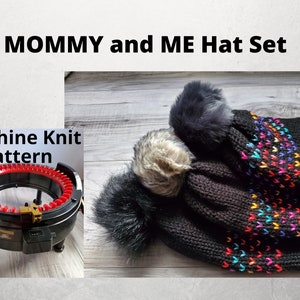 Addi Little Hearts Hat Machine Knit PATTERN | Adult, child, newborn hat pattern | Mommy and me | Circular knitting machine pattern