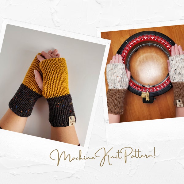 Fingerless gloves pattern for machine knit, Addi Fingerless Gloves Pattern Machine Knitting Mitten Pattern