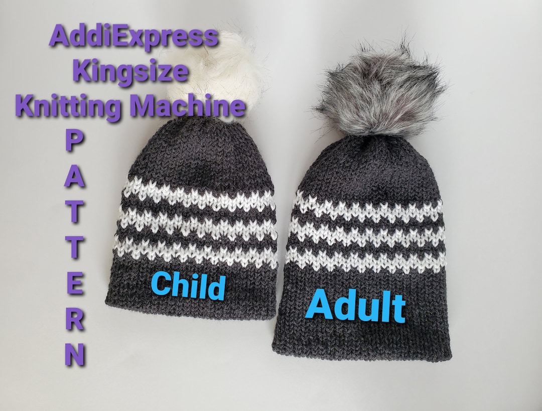 Addi Zig Zag Hat PDF Machine-knitting PATTERN Child and Adult Hat
