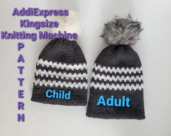 Addi Zig Zag Mütze PDF Maschinenstrick ANLEITUNG | Mütze für Kinder und Erwachsene Sentro Strickmuster | Mama und ich Muster | Rundstricken