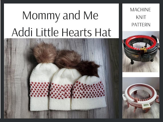 Addi Little Hearts Hat Machine Knit PATTERN Adult, Child, Newborn