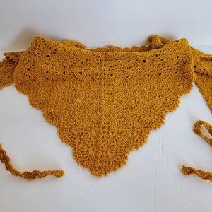 Crochet Bandana, Fan Kerchief Shawl Shawlette Pattern, Crochet Headcover, Crochet church veil pattern image 10