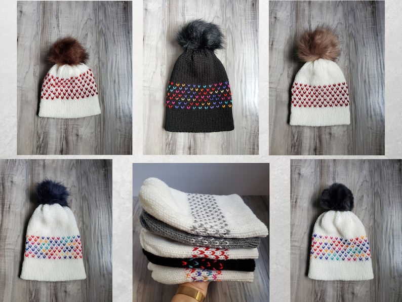 Addi Little Hearts Hat Machine Knit PATTERN Adult Child Etsy