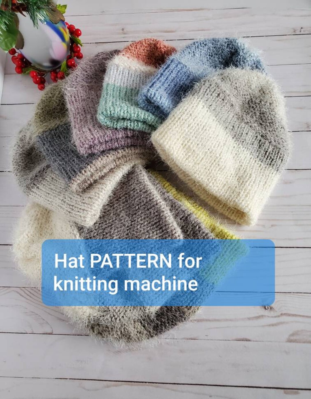 Addi Snowball Hat PDF Machine-knitting PATTERN / Sentro Machine Knit Hat  Pattern 