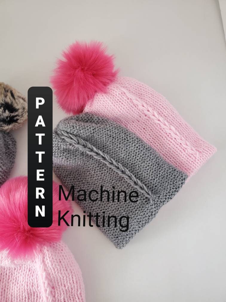 Addi Little Hearts Hat Machine Knit PATTERN Adult, Child, Newborn