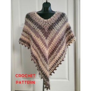 Crochet Poncho Pattern with Beads, Lacy Poncho pattern, ZIGZAG MESH Crochet Poncho with Beads, Two corner poncho pattern Caron Cakes Yarn