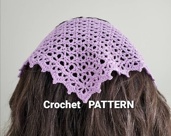 Bandana Kerchief Crochet Pattern, Tulip Kerchief Shawl Crochet Pattern, Instant Download, Head cover pattern, triangle church veil pattern