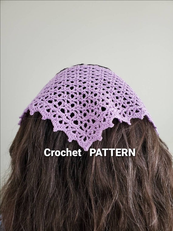 Elegant Purple crochet Lace Bandanna Handmade Glitter Crochet Bandana: Purple Merino Wool Lace  main image 2