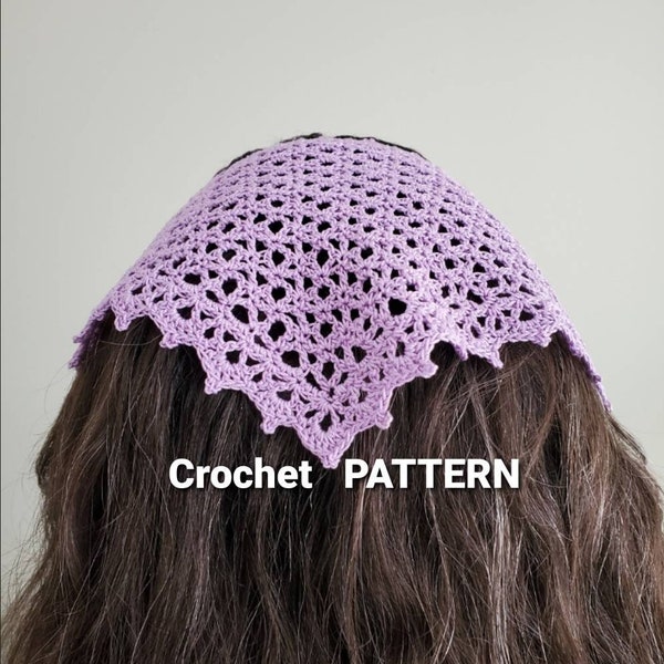 Bandana Kerchief Crochet Pattern, Tulip Kerchief Shawl Crochet Pattern, Instant Download, Head cover pattern, triangle church veil pattern