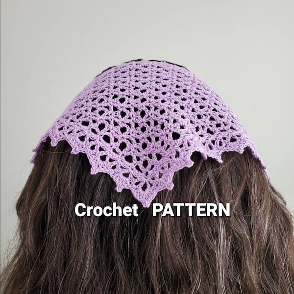 Patrón de pañuelo de crochet, patrón de chal de tulipán, descarga instantánea, patrón de tocado, patrón de velo triangular para iglesia