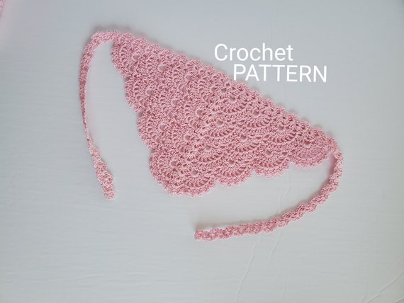 Crochet Bandana, Fan Kerchief Shawl Shawlette Pattern, Crochet Headcover, Crochet church veil pattern