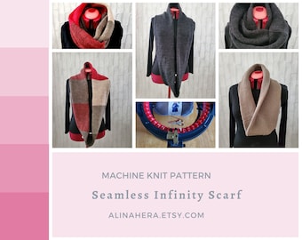 Seamless Infinity Scarf Machine Knit PATTERN / Sentro, addi circular knitting machine pattern / Cowl Pattern for knitting machine