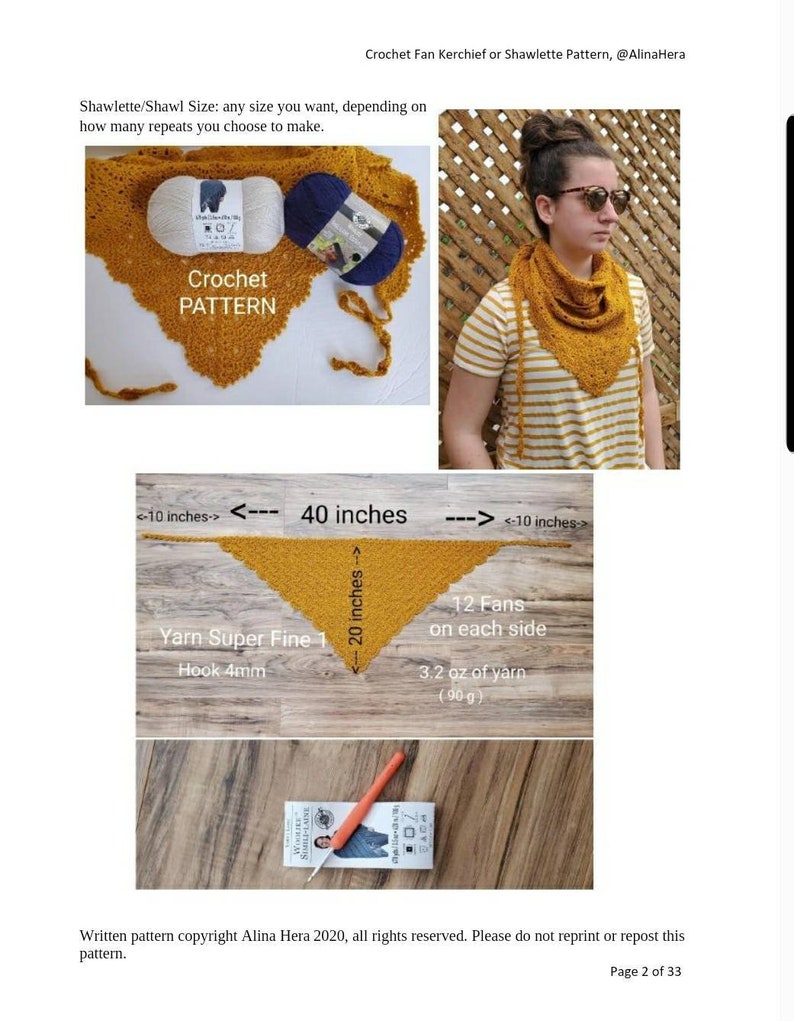 Crochet Bandana, Fan Kerchief Shawl Shawlette Pattern, Crochet Headcover, Crochet church veil pattern image 6