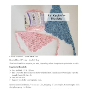 Crochet Bandana, Fan Kerchief Shawl Shawlette Pattern, Crochet Headcover, Crochet church veil pattern image 5
