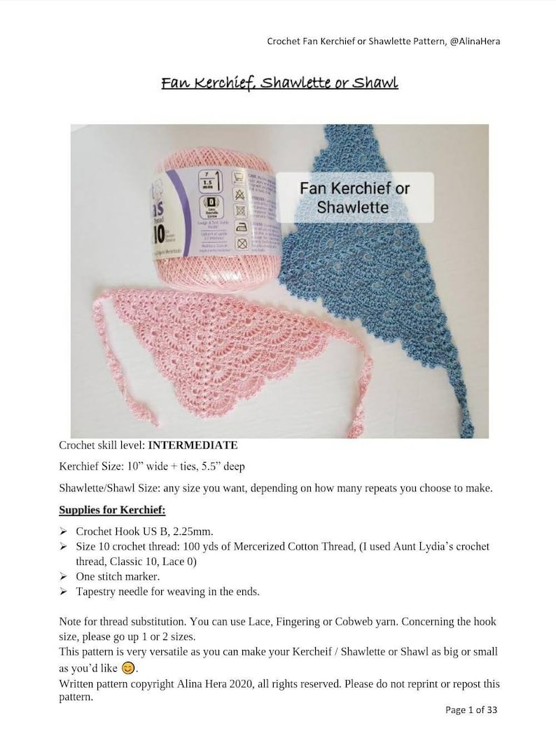 Crochet Bandana, Fan Kerchief Shawl Shawlette Pattern, Crochet Headcover, Crochet church veil pattern image 5