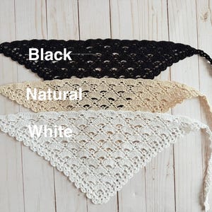 Crochet Bandana Kerchief, Sunday Crochet Kerchief, Church Veil for women, girls bandana headband headcover 画像 6
