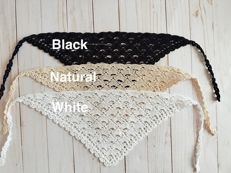 Crochet Bandana Kerchief, Sunday Crochet Kerchief, Church Veil for women, girls bandana headband headcover 画像 6