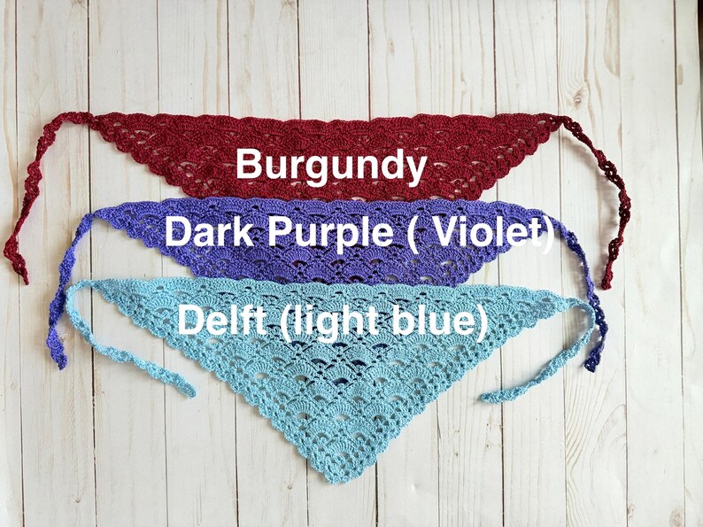 Crochet Bandana Kerchief, Sunday Crochet Kerchief, Church Veil for women, girls bandana headband headcover 画像 7