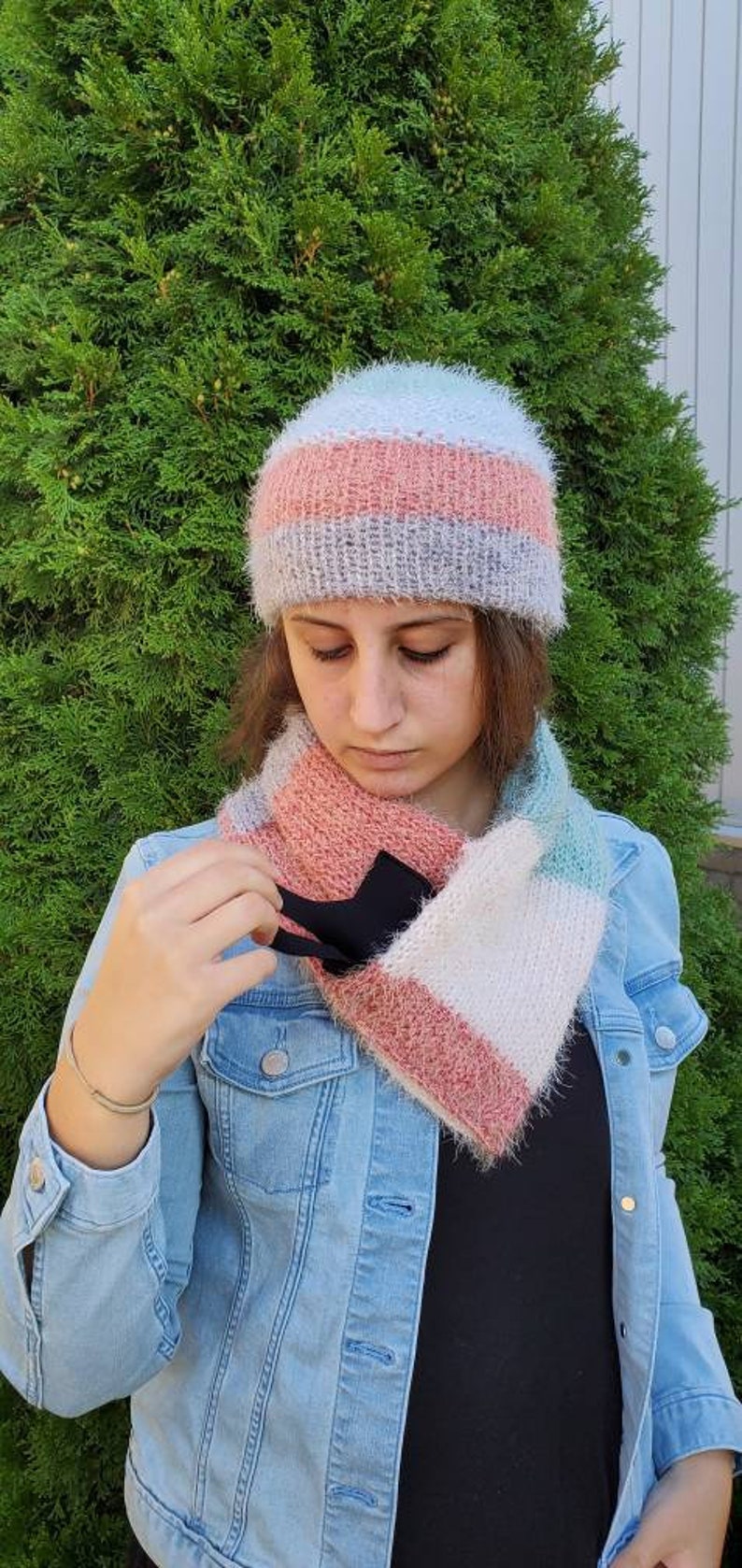 Neck Warmer Machine Knit Pattern Addi Mask Pocket Neckwarmer Etsy