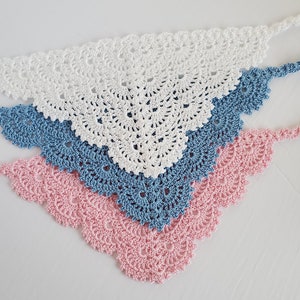 Crochet Bandana, Fan Kerchief Shawl Shawlette Pattern, Crochet Headcover, Crochet church veil pattern image 4