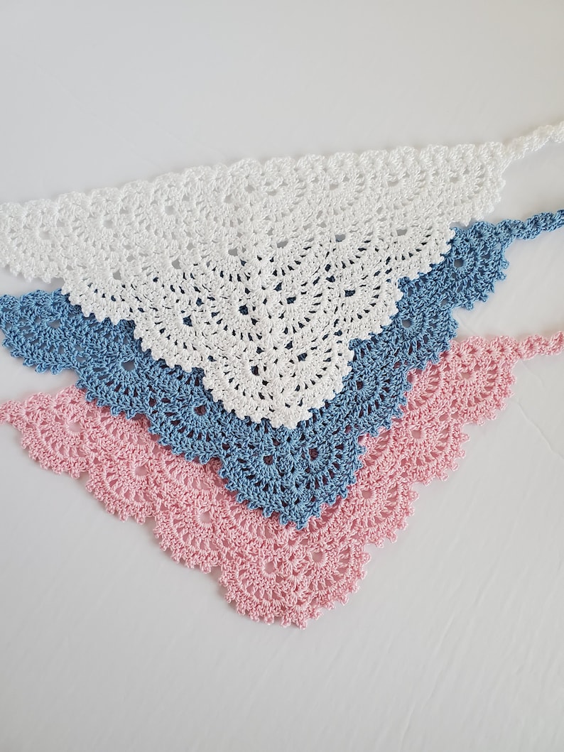 Crochet Bandana, Fan Kerchief Shawl Shawlette Pattern, Crochet Headcover, Crochet church veil pattern image 4
