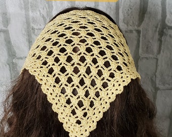 Crochet Bandana Pattern, Gloria Kerchief Shawl Shawlette Pattern, Head cover pattern, triangle pattern church veil for girls