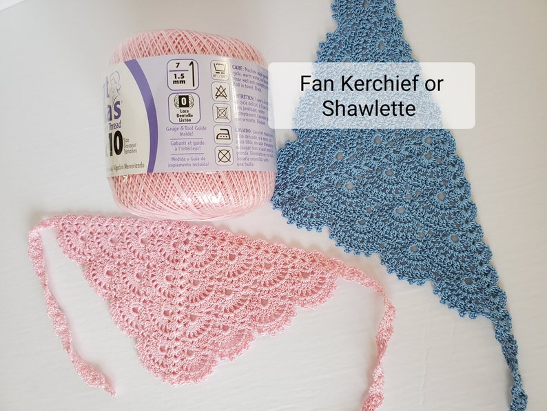 Crochet Bandana, Fan Kerchief Shawl Shawlette Pattern, Crochet Headcover, Crochet church veil pattern image 2