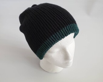 ZOORON 2-Pack Slouchy Beanie Hats For Men & Women - Soft Winter Knit Ski Caps (Black & Green)