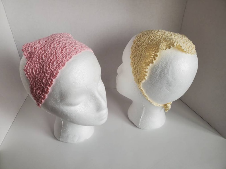 Crochet Bandana, Fan Kerchief Shawl Shawlette Pattern, Crochet Headcover, Crochet church veil pattern image 8