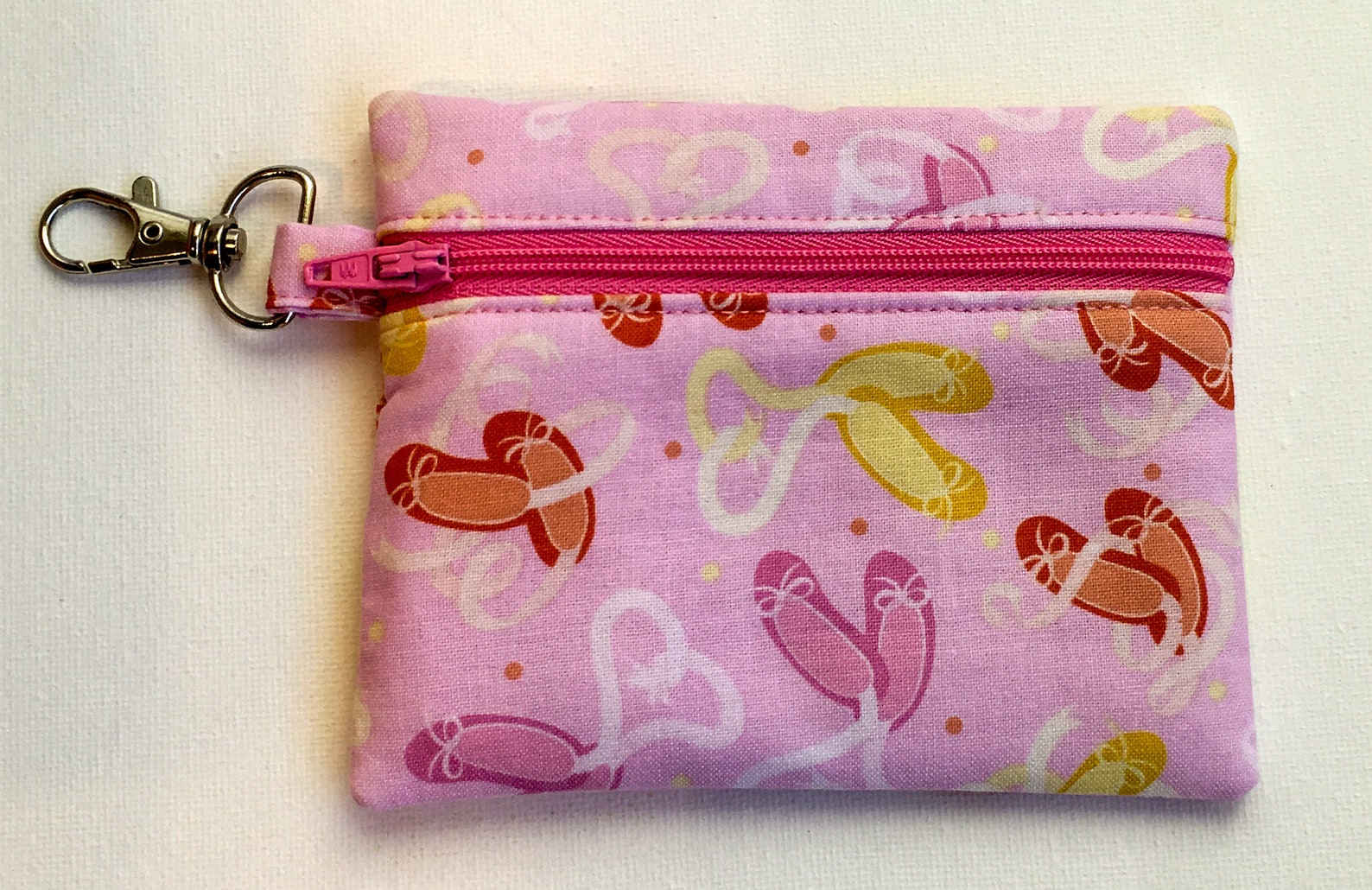 ballet shoes coin purse, card holder, earbud storage, small change purse, lunch money purse, zippered coin purse,