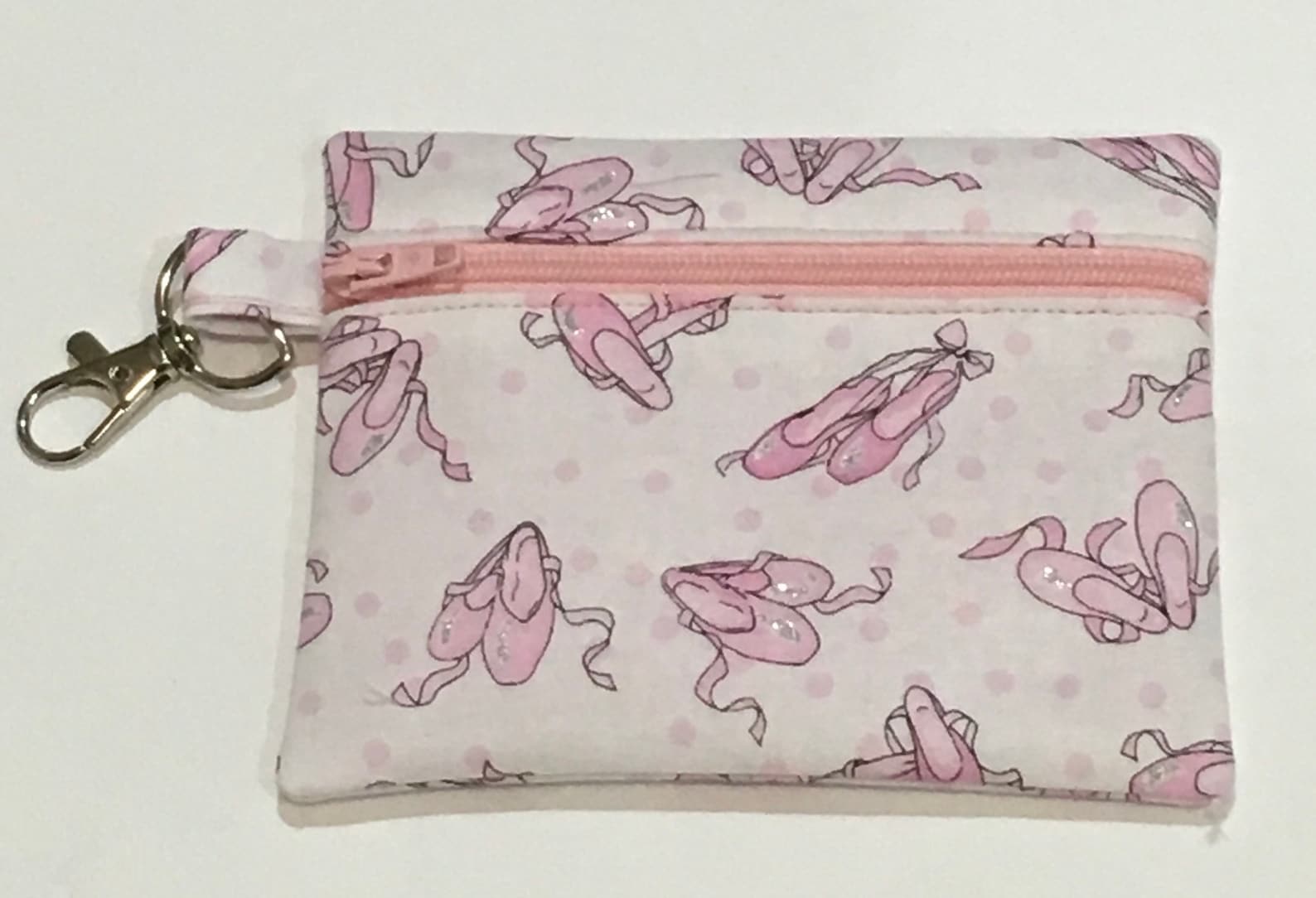 ballet shoes coin purse, card holder, earbud storage, small change purse, lunch money purse, zippered coin purse,