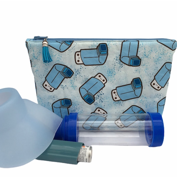 Asthma, Storage bag, Makeup bag, cosmetic bag, toiletry bag, zippered pouch, jewelry storage, pencil case,
