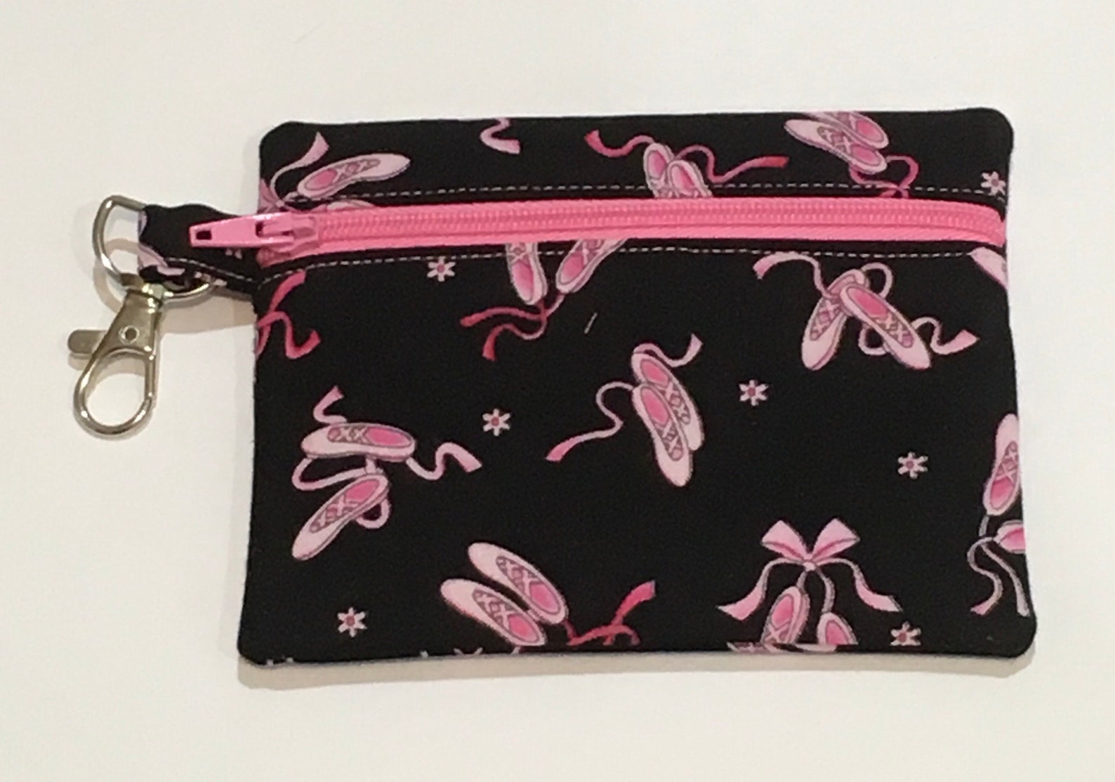 ballet shoes coin purse, card holder, earbud storage, small change purse, lunch money purse, zippered coin purse,