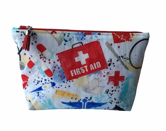 A First Aid pouch, Storage bag, Makeup bag, cosmetic bag, toiletry bag, zippered pouch, jewelry storage, pencil case,