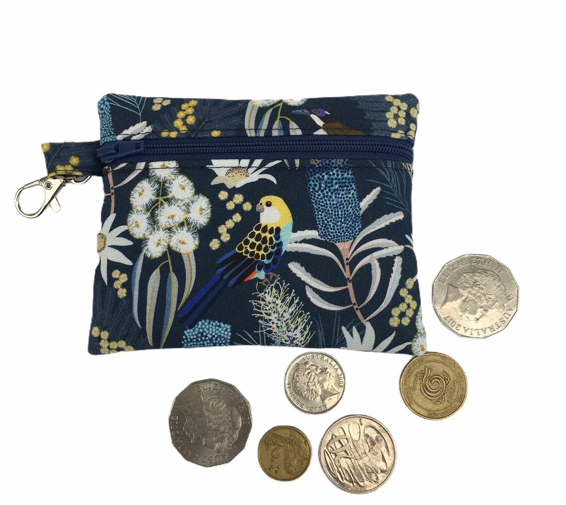 Coin Purse Australian Floral Zippered Coin Purse Card Holder Etsy