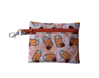 Asthma inhaler storage, Coin purse, zippered coin purse, card holder, small change purse,coin wallet,lunch money