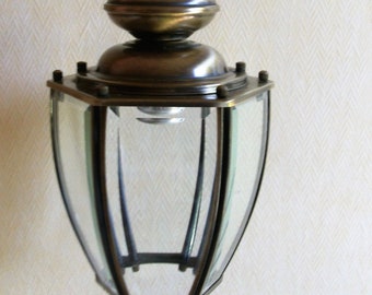 Antique French electric lantern patinated brass 1950s