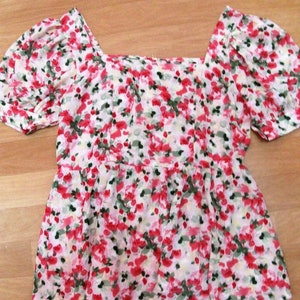 Floral blouse with balloon sleeves, summer top for women